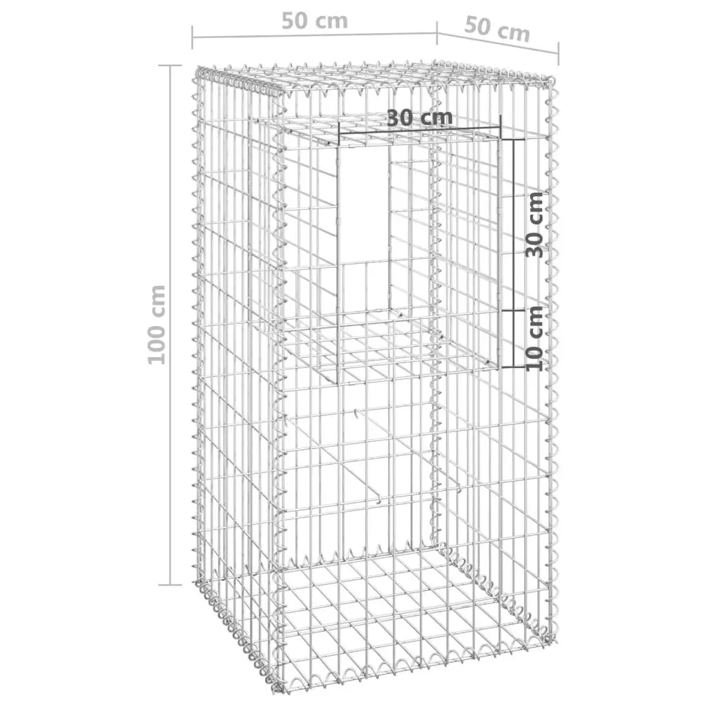 Gabion Basket Posts 2 pcs 50x50x100 cm Iron 151269