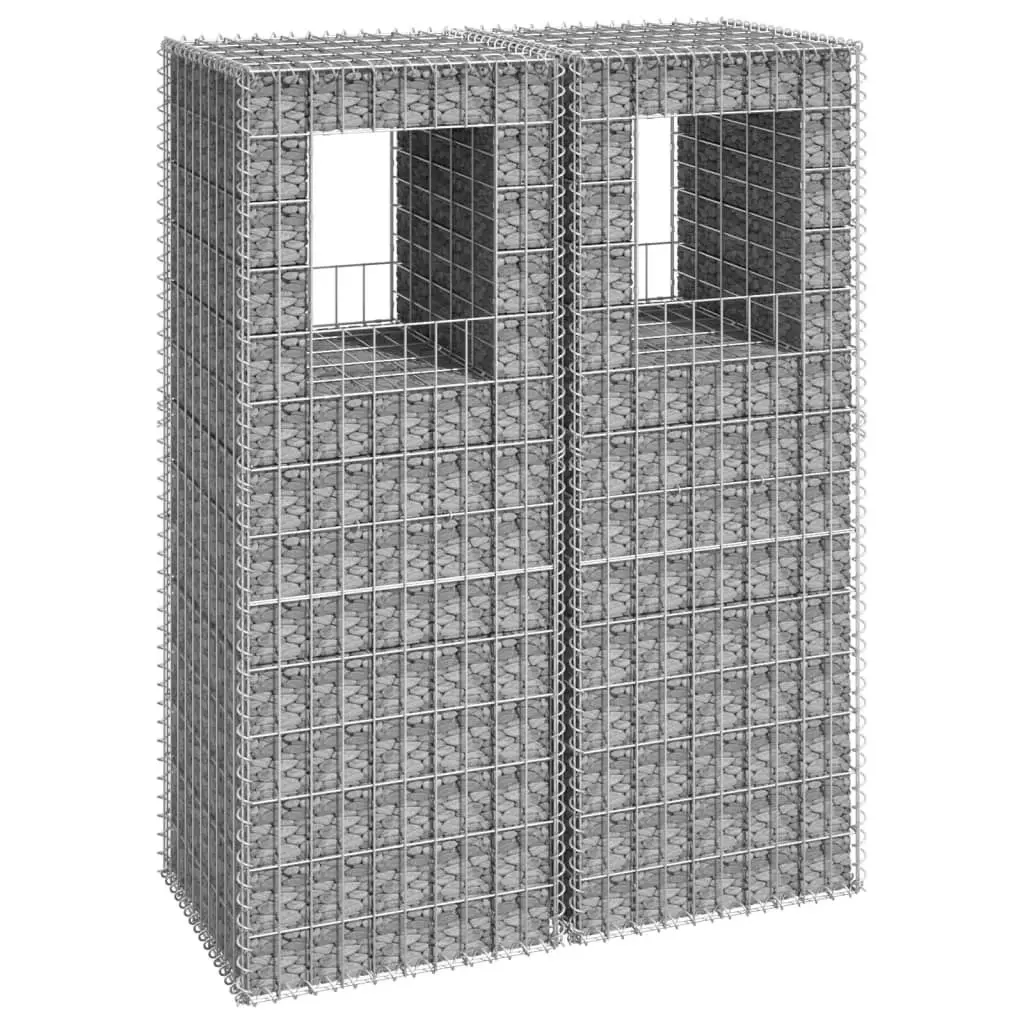 Gabion Basket Posts 2 pcs 50x50x140 cm Iron 151271