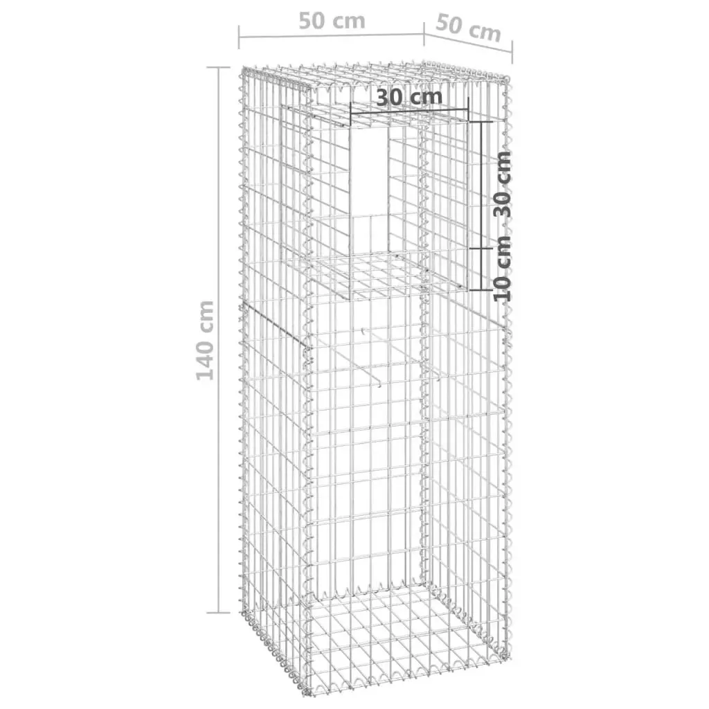 Gabion Basket Posts 2 pcs 50x50x140 cm Iron 151271