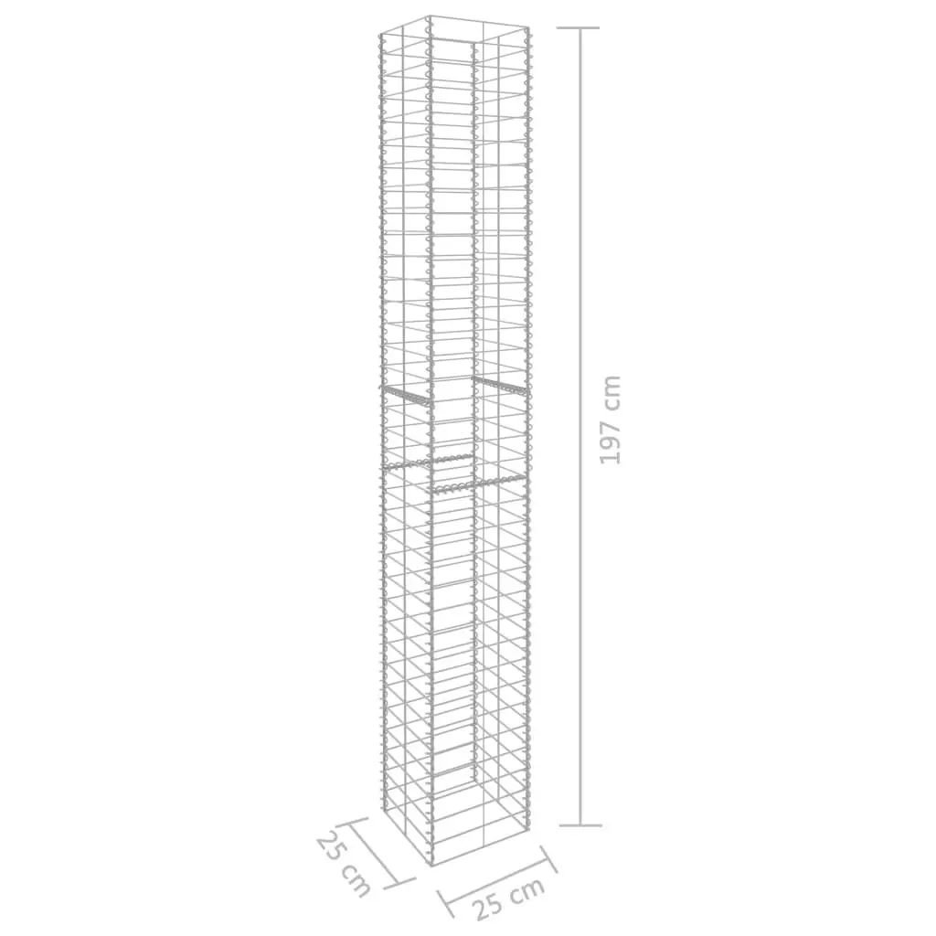 Gabion Baskets 3 pcs Galvanised Steel 25x25x197 cm 145088