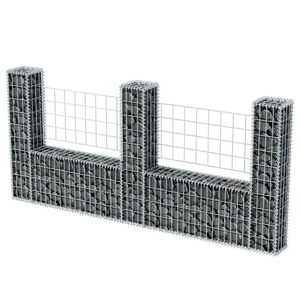 Gabion Basket U-Shape Galvanised Steel 240x20x100 cm 142546