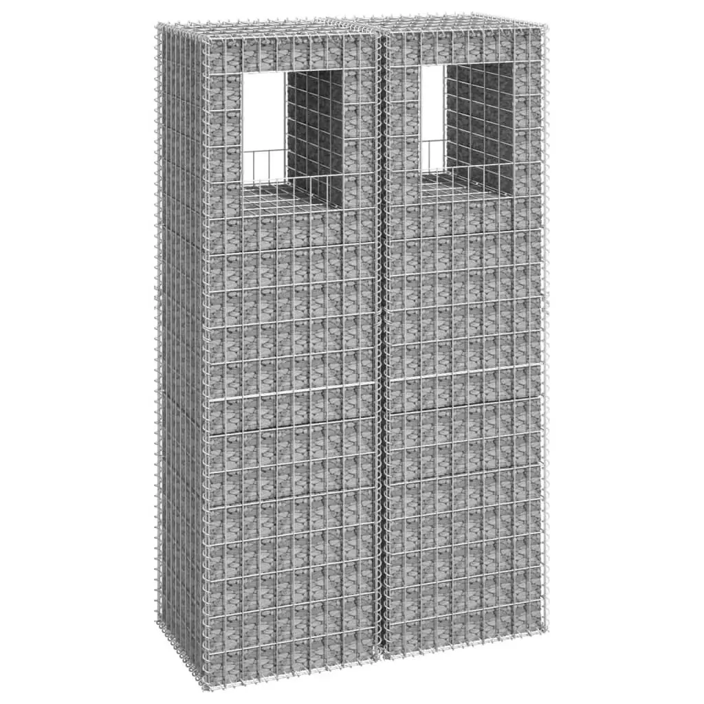 Gabion Basket Posts 2 pcs 50x50x180 cm Iron 151273