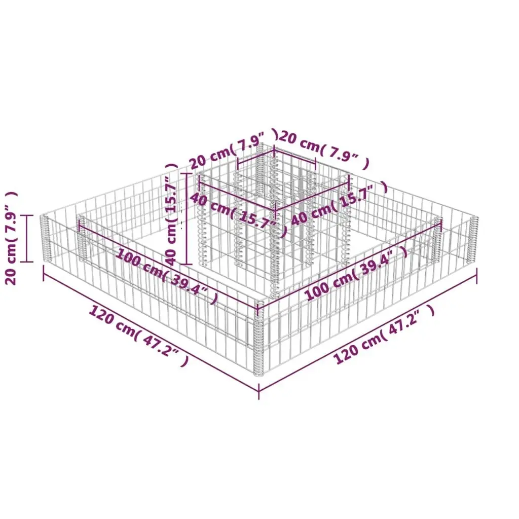 Gabion Planter Galvanised Steel 120x120x20 141625