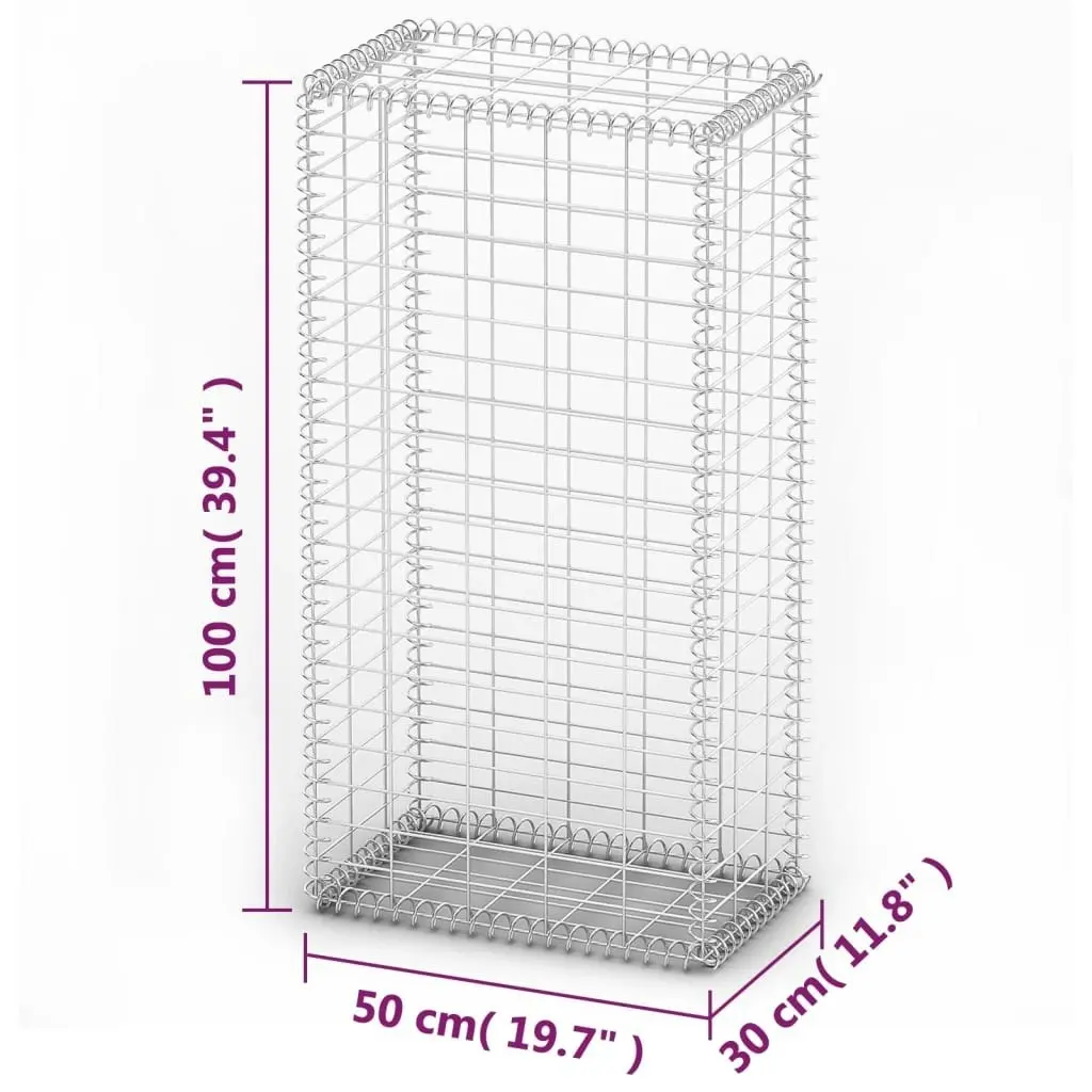 Gabion Basket with Lids Galvanised Wire 100 x 50 x 30 cm 141039