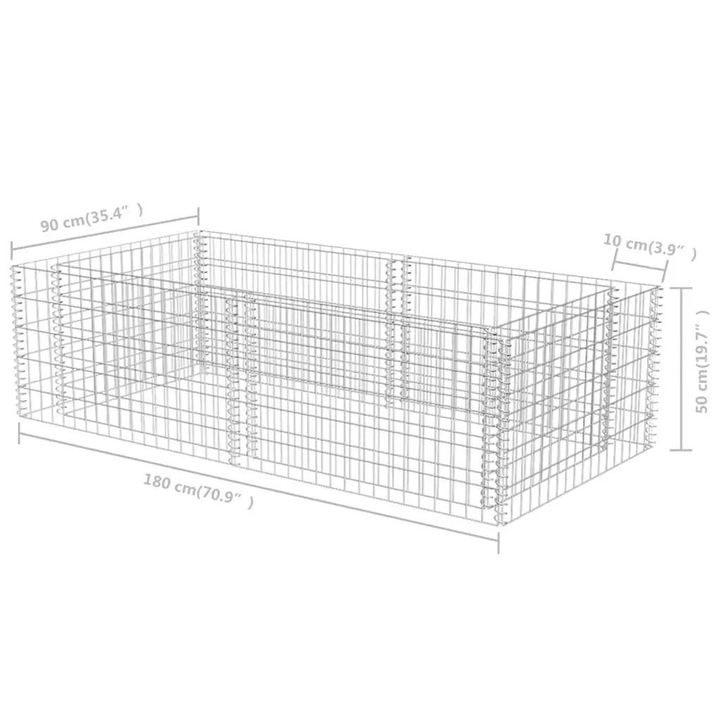 Gabion Planter Galvanised Steel 180x90x50 cm 141624