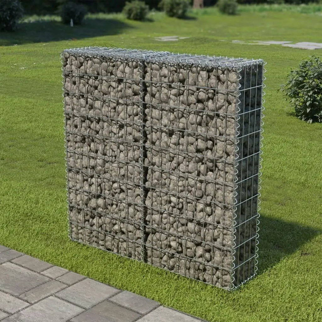 Gabion Wall with Covers Galvanised Steel 100x20x100 cm 143578