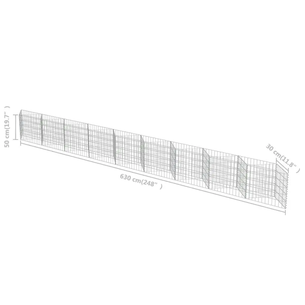 Gabion Wall Galvanised Steel 630x30x50 cm 143574