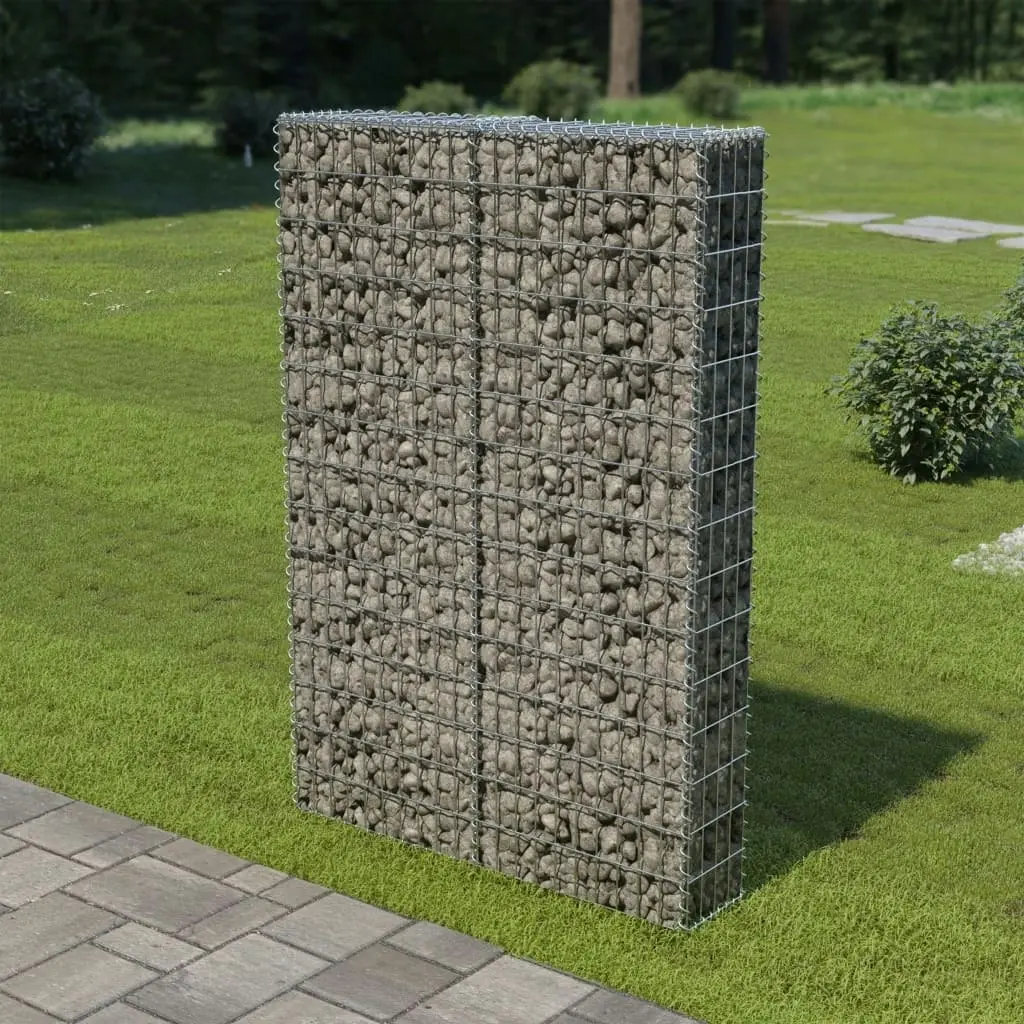 Gabion Wall with Covers Galvanised Steel 100x20x150 cm 143579