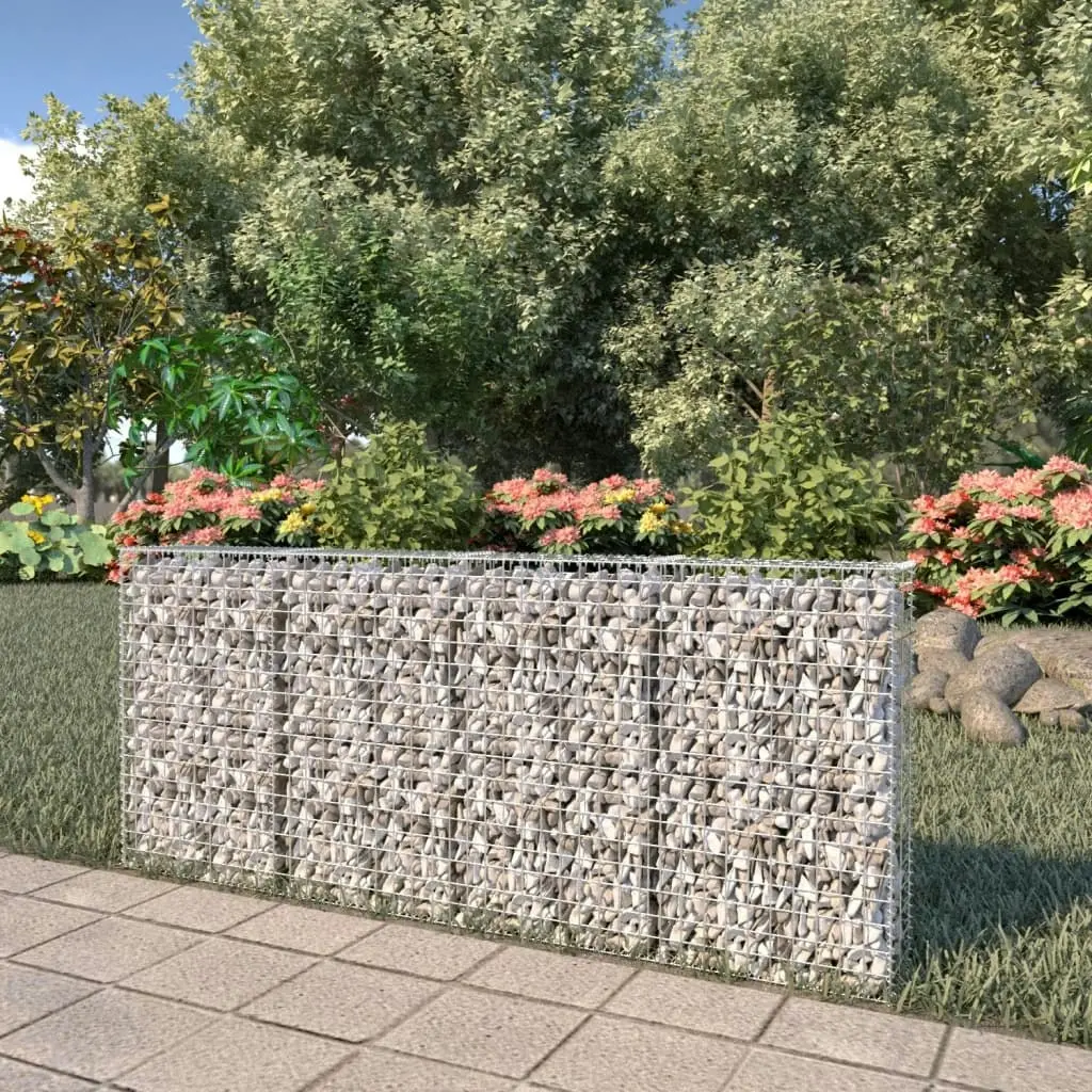 Gabion Wall with Covers Galvanised Steel 200x20x85 cm 143580