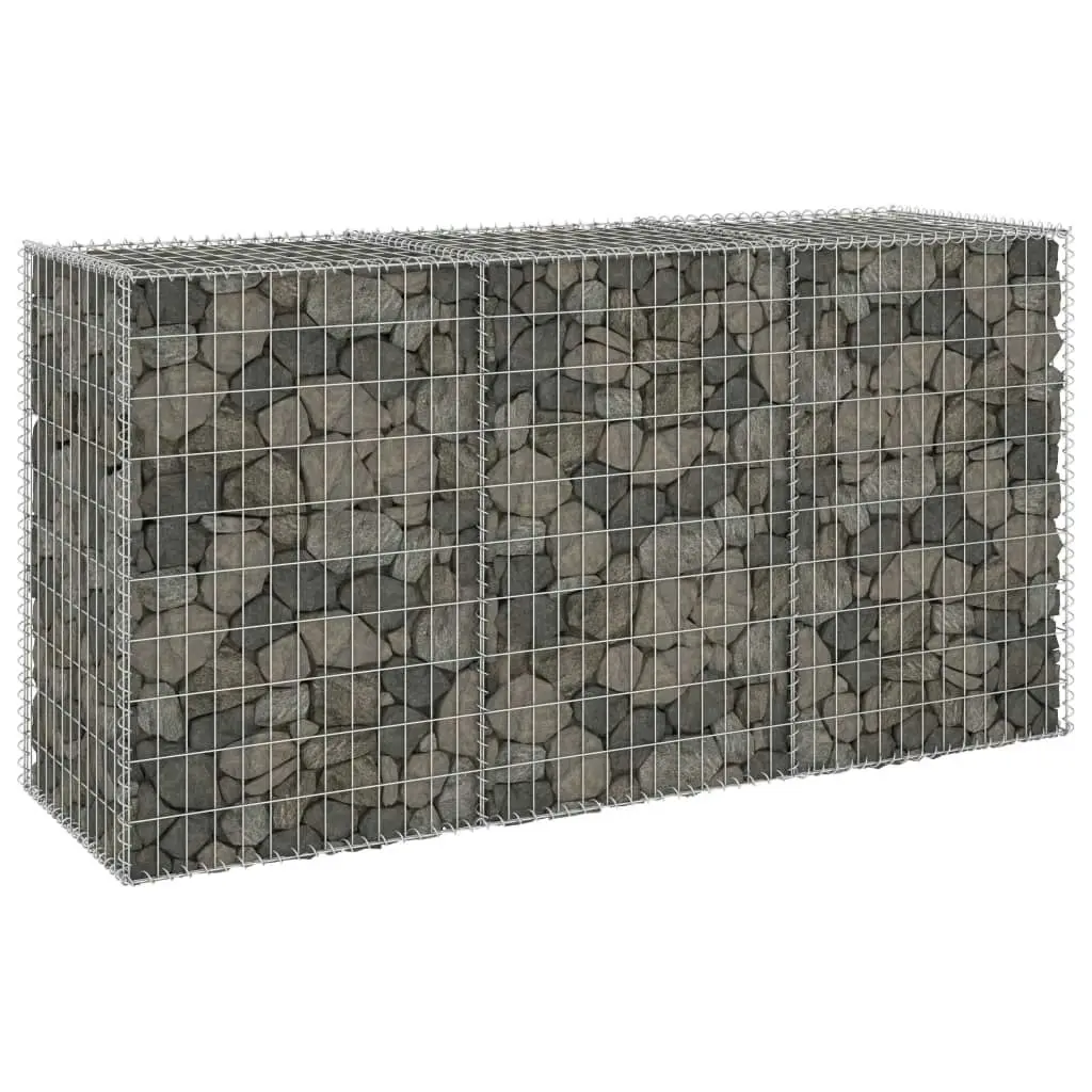 Gabion Wall with Covers Galvanised Steel 200x60x100 cm 147815