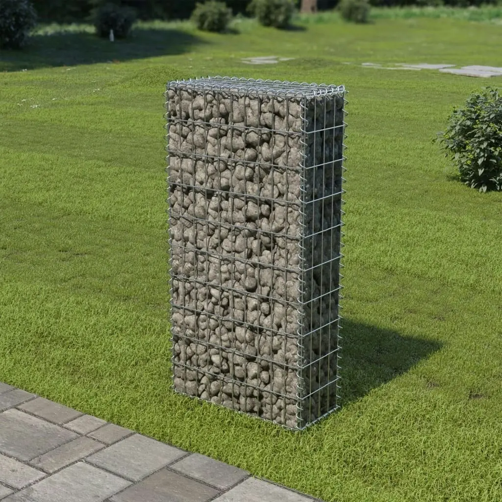 Gabion Wall with Covers Galvanised Steel 50x20x100 cm 143576