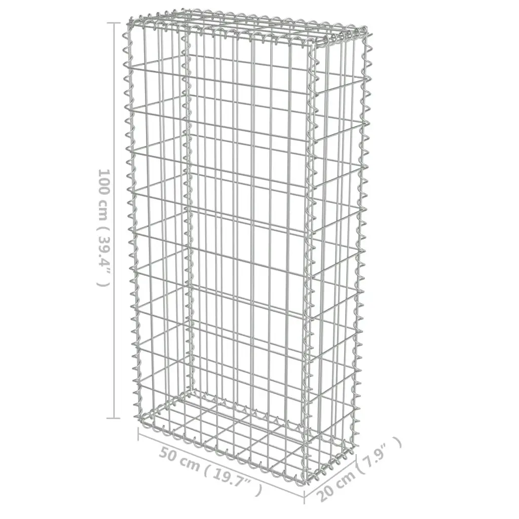 Gabion Wall with Covers Galvanised Steel 50x20x100 cm 143576