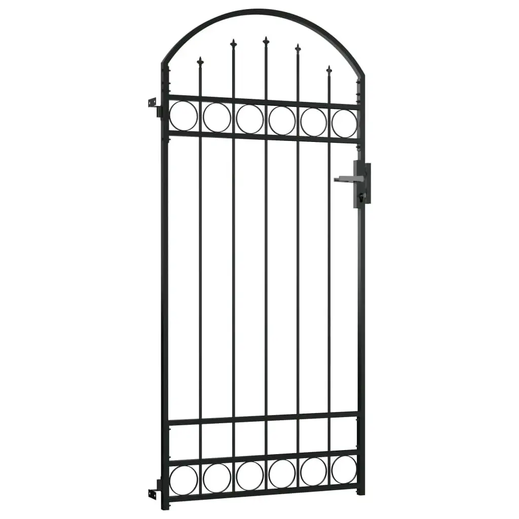 Fence Gate with Arched Top Steel 89x200 cm Black 145750