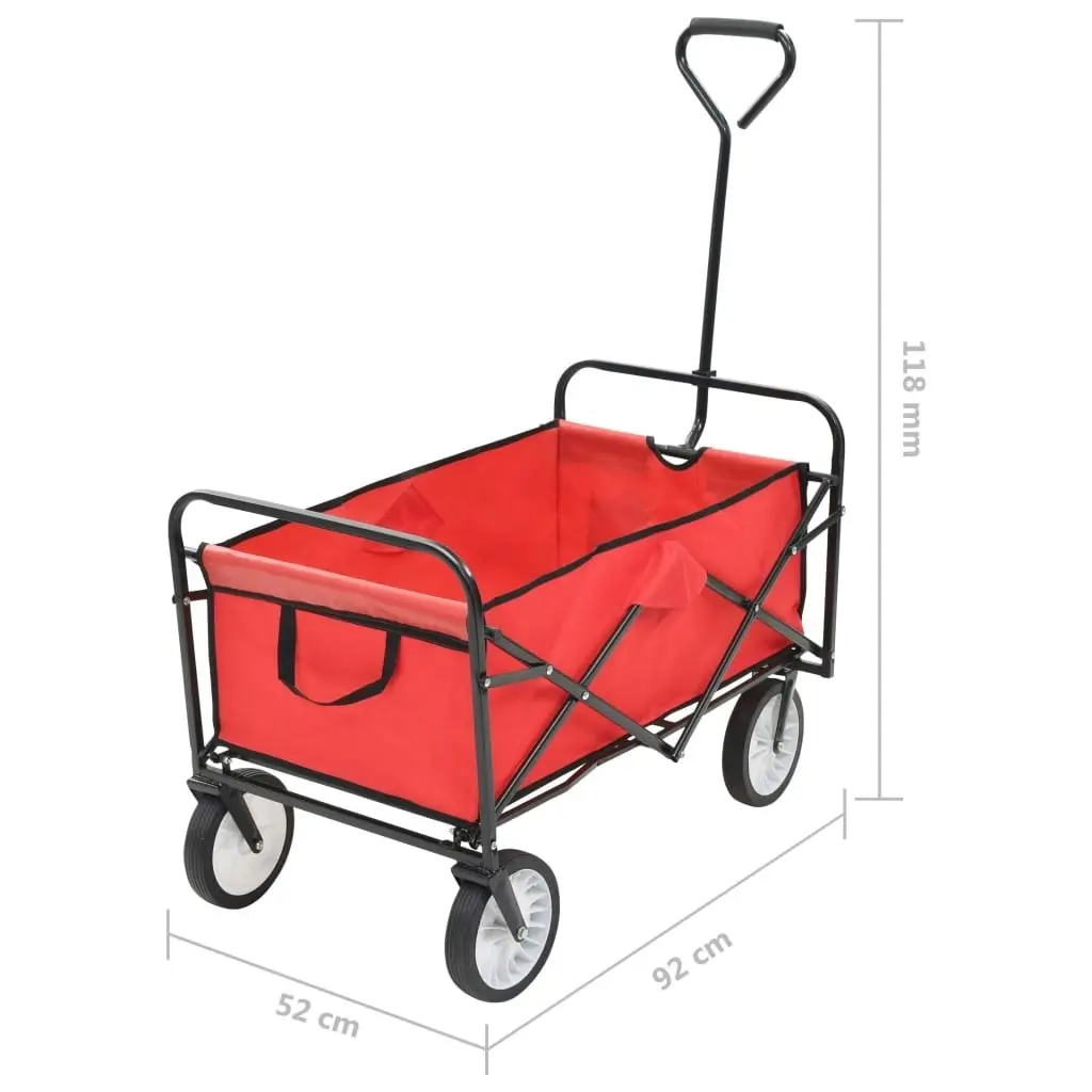 Folding Hand Trolley Steel Red 143778