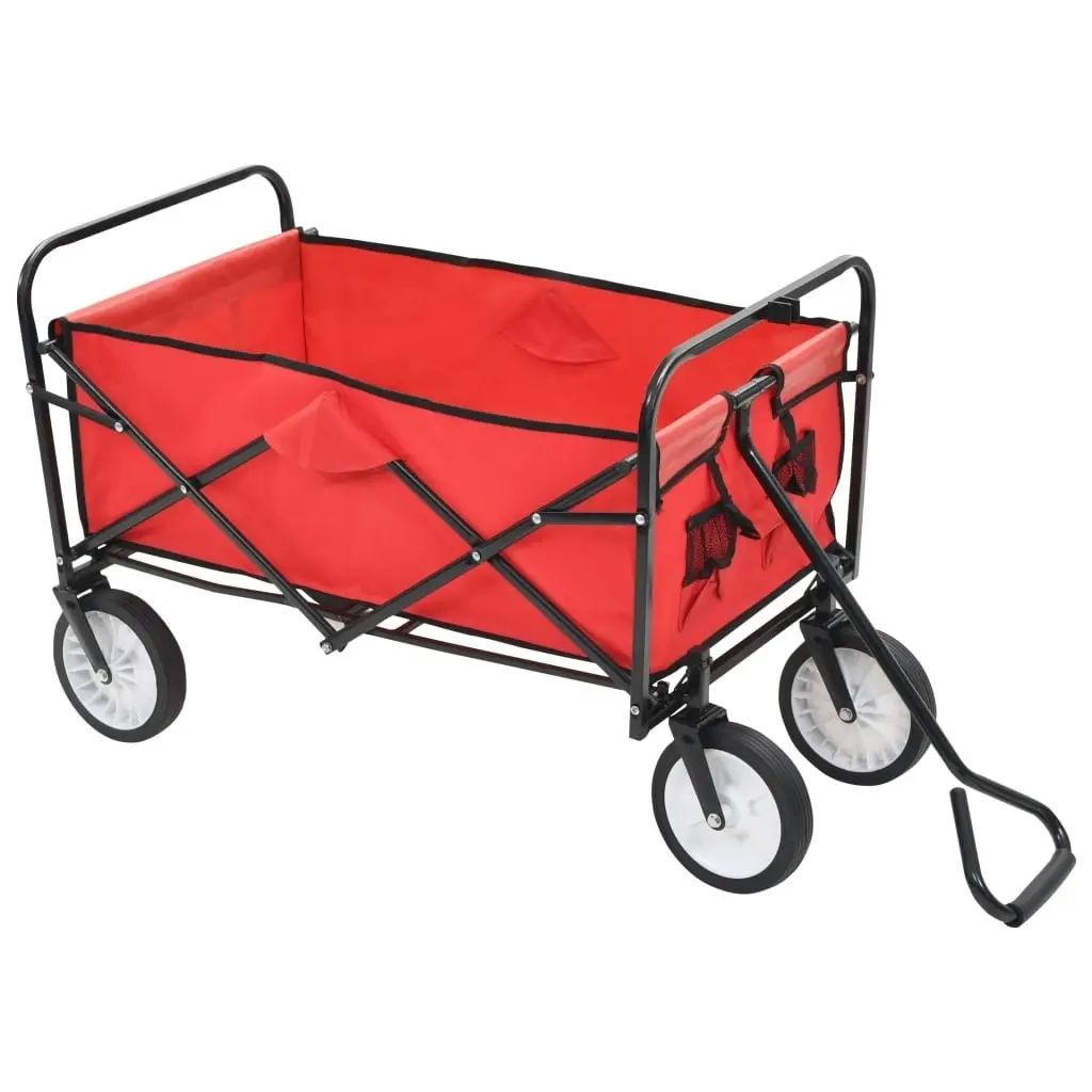 Folding Hand Trolley Steel Red 143778