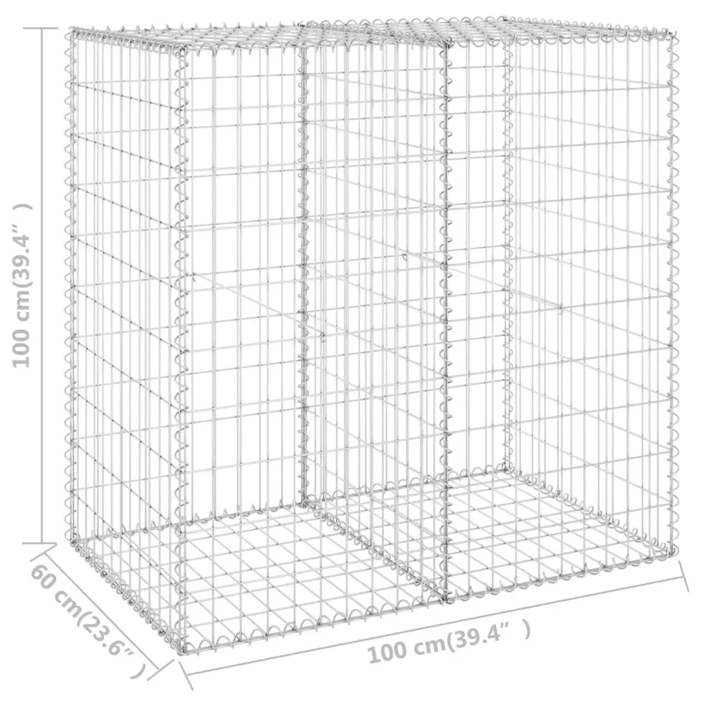 Gabion Wall with Covers Galvanised Steel 100x60x100 cm 147813