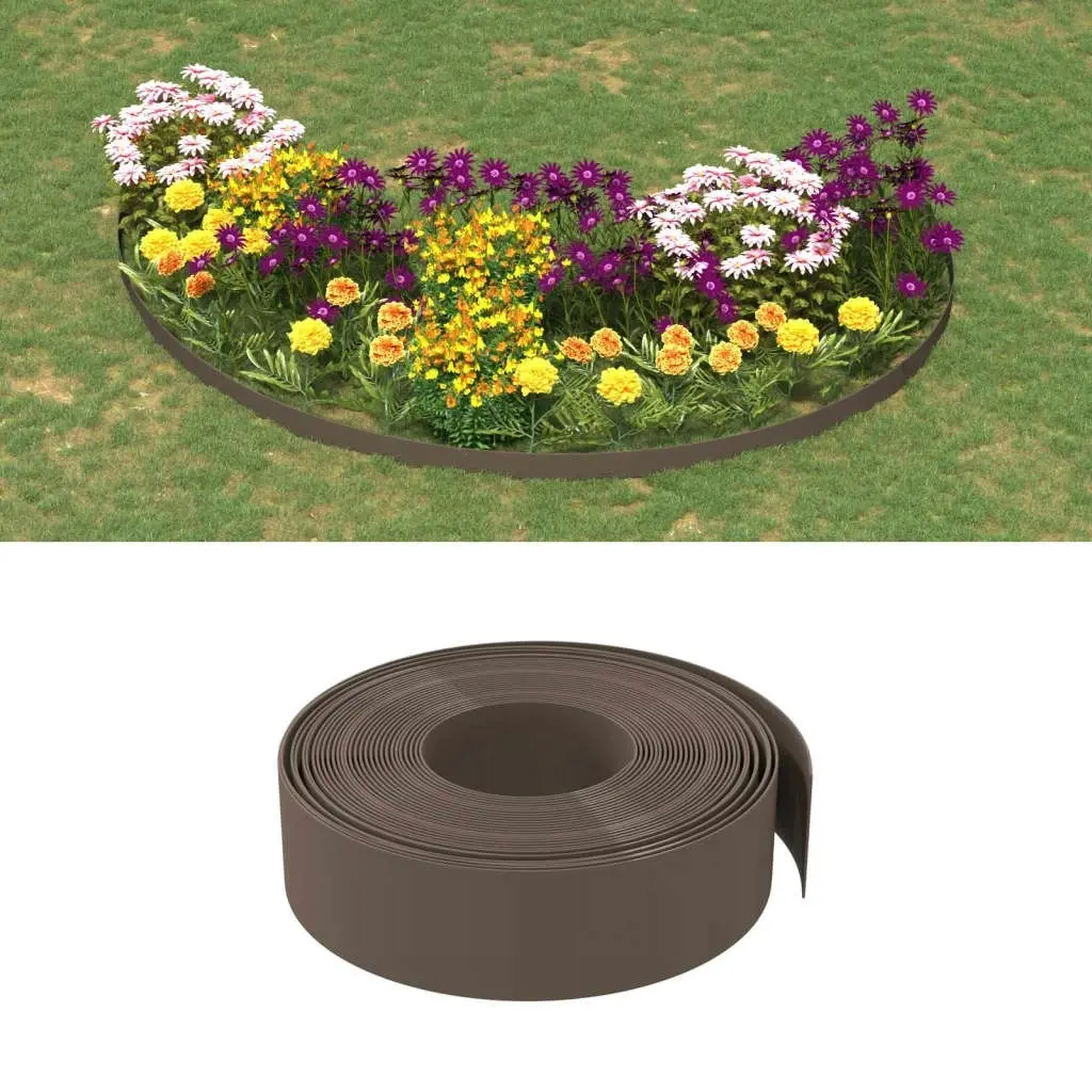 Garden Edgings 2 pcs Brown 10 m 15 cm Polyethylene 3155448