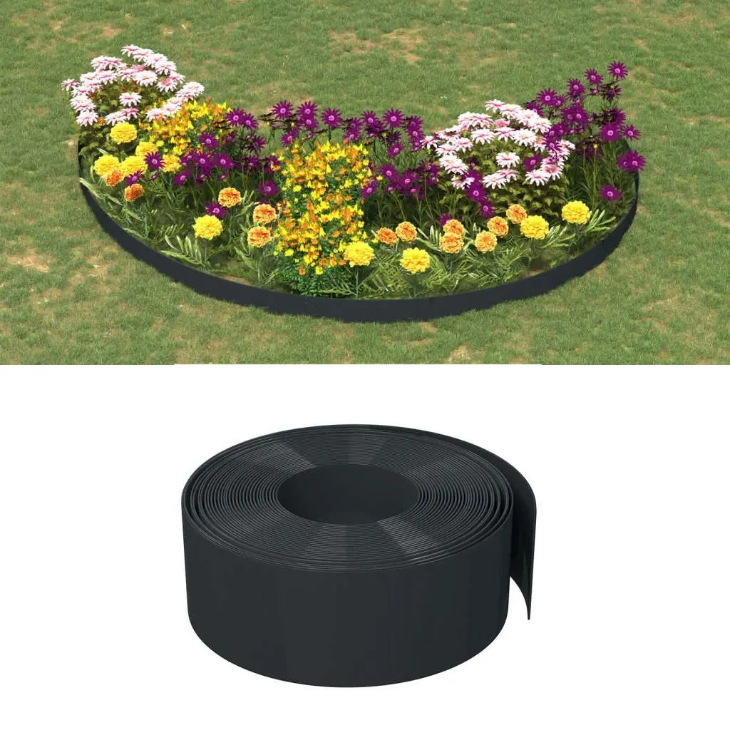 Garden Edgings 2 pcs Black 10 m 20 cm Polyethylene 3155456