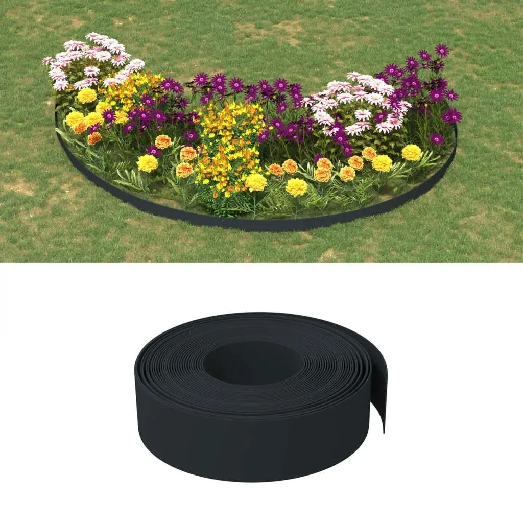 Garden Edgings 2 pcs Black 10 m 15 cm Polyethylene 3155444