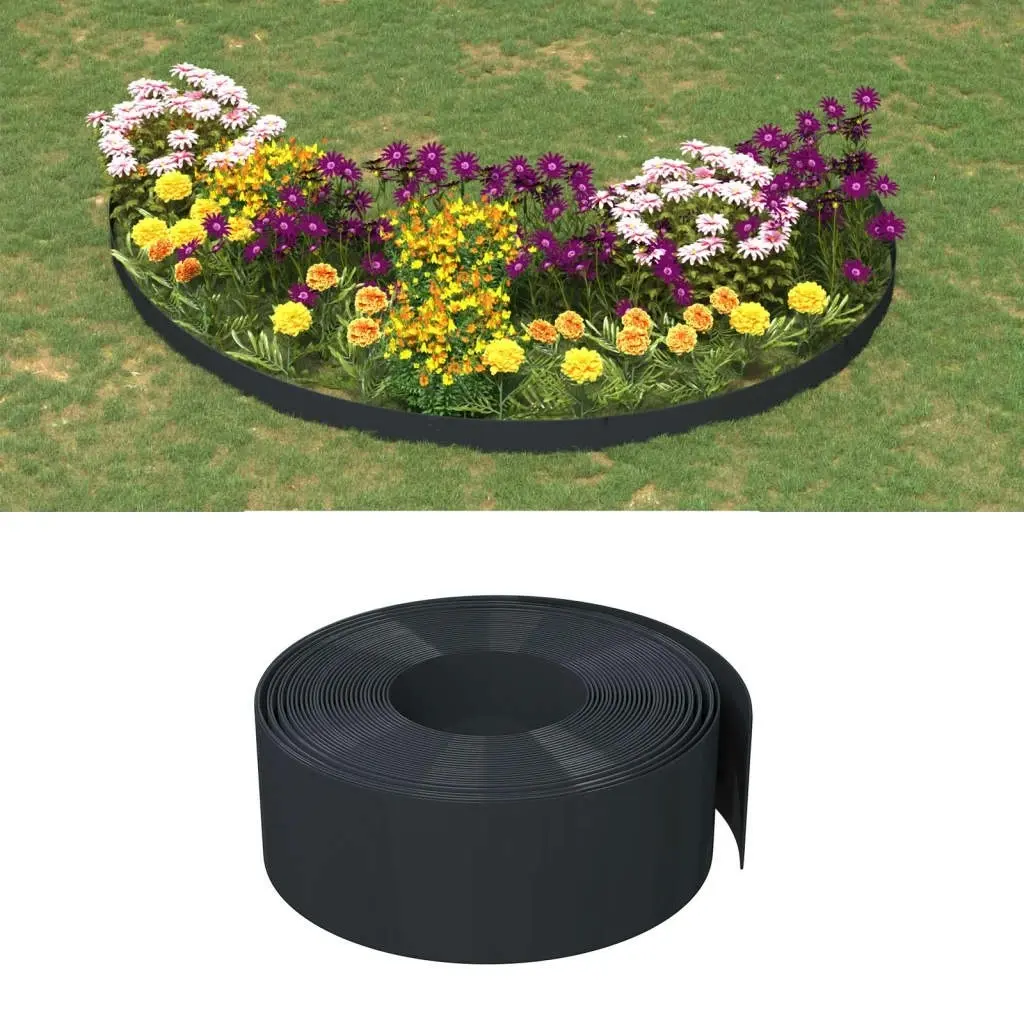 Garden Edgings 5 pcs Black 10 m 20 cm Polyethylene 3155459