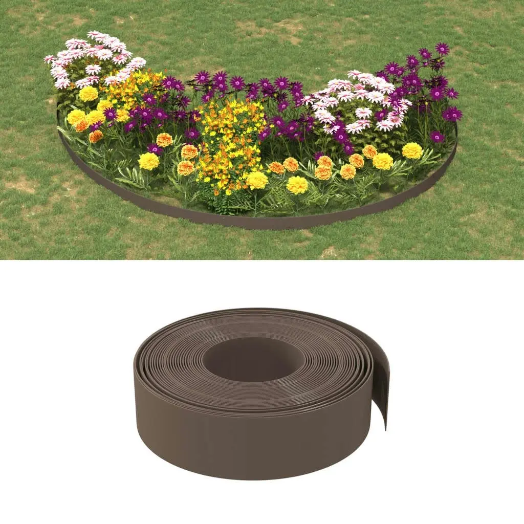 Garden Edgings 5 pcs Brown 10 m 15 cm Polyethylene 3155451