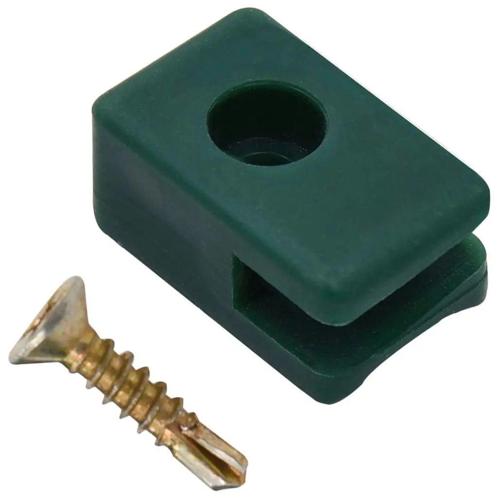 Garden Fence Wire Holder with Screw 100 Sets Green 144507