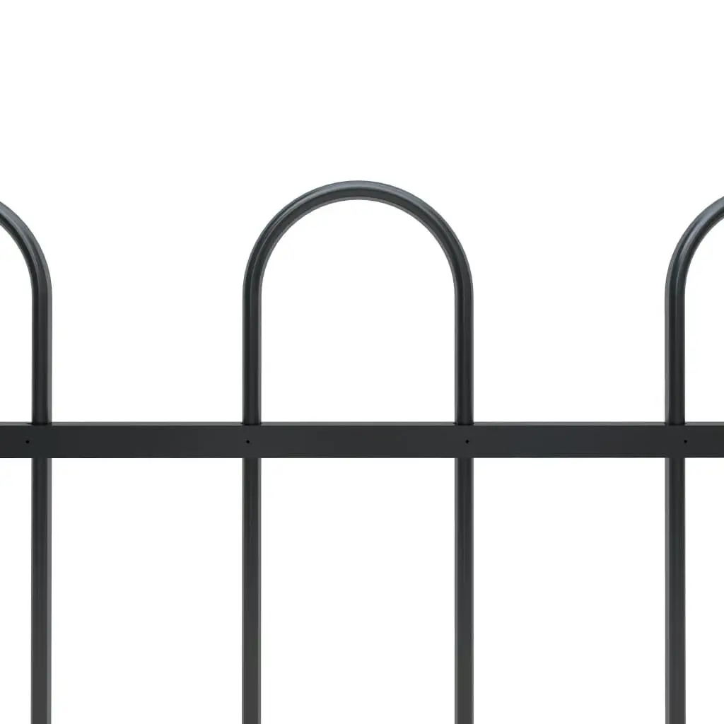 Garden Fence with Hoop Top Steel 10.2 m Black 277643