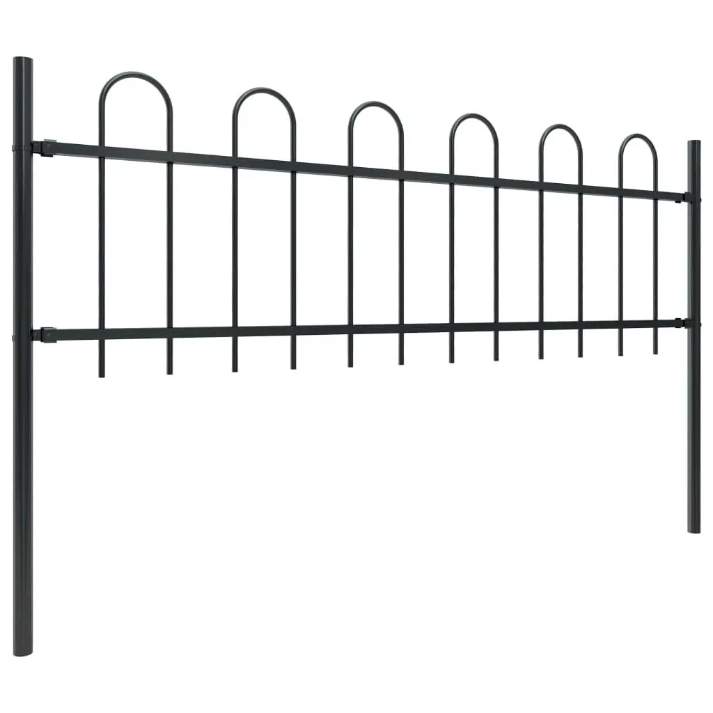 Garden Fence with Hoop Top Steel 10.2 m Black 277643