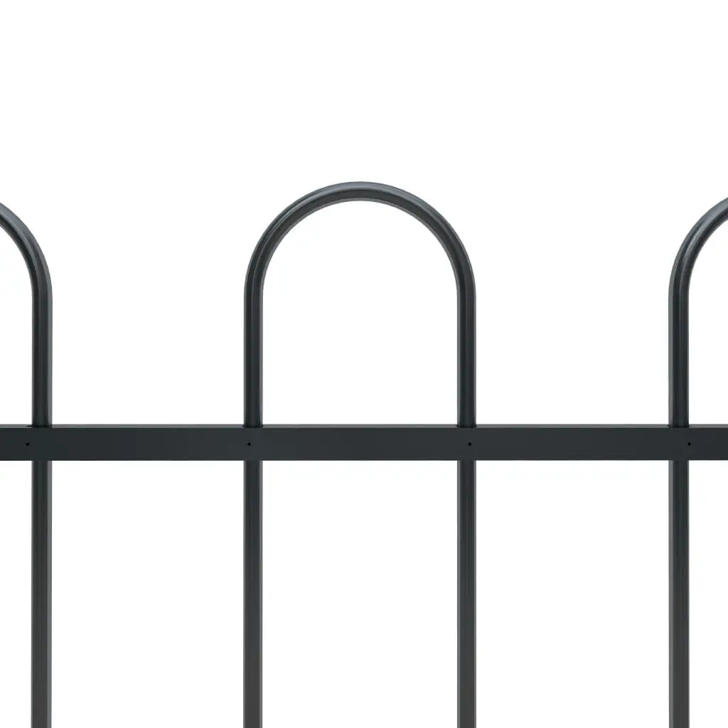 Garden Fence with Hoop Top Steel 11.9 m Black 277653