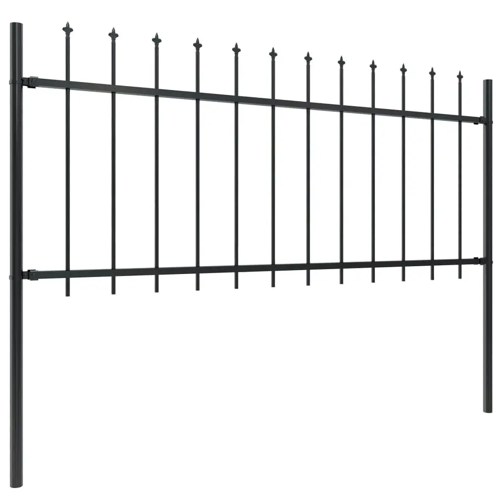 Garden Fence with Spear Top Steel 1.7 m Black 144924