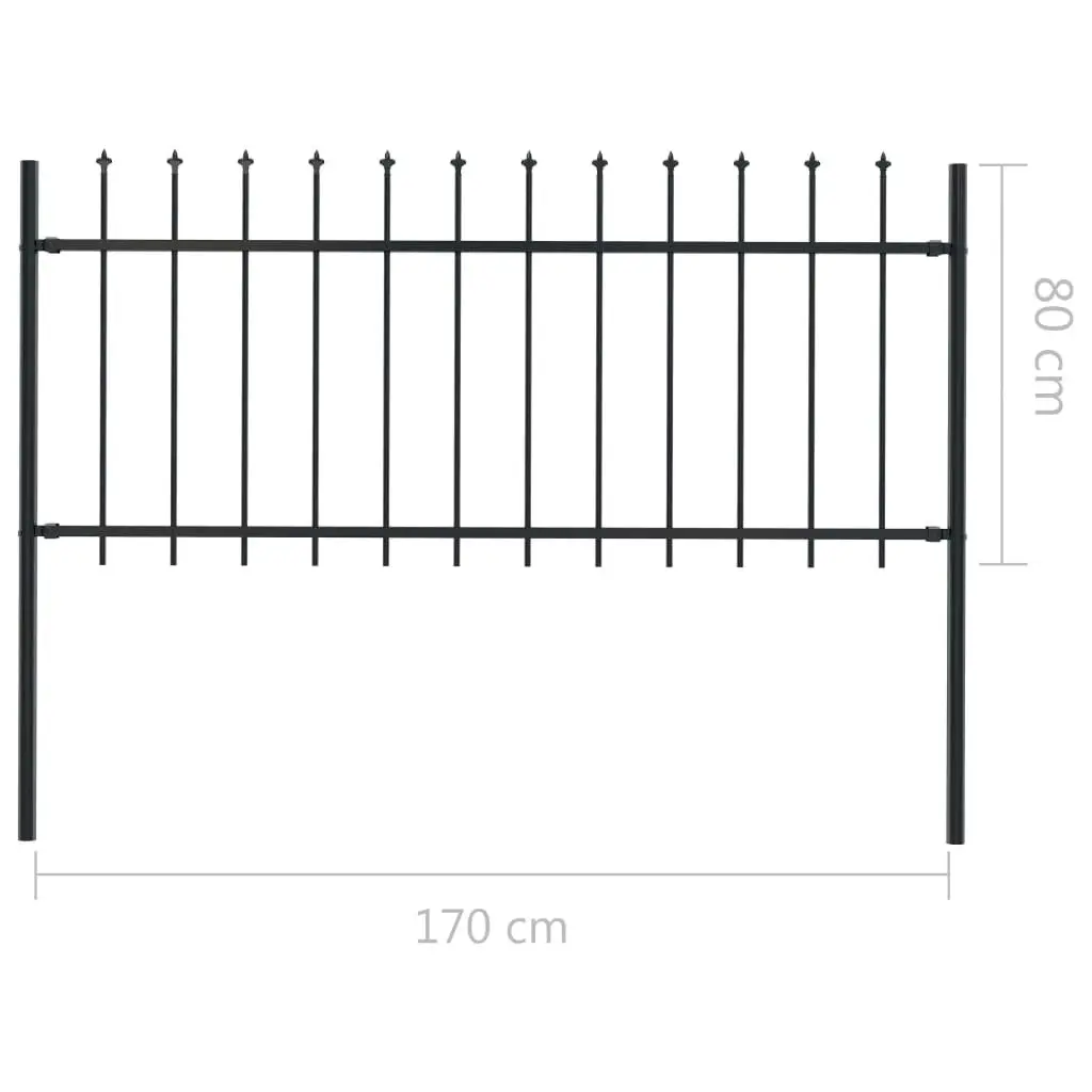 Garden Fence with Spear Top Steel 1.7 m Black 144924