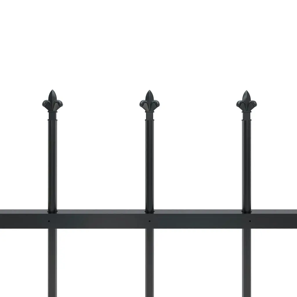 Garden Fence with Spear Top Steel 1.7 m Black 144924