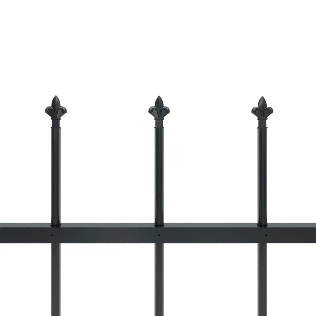 Garden Fence with Spear Top Steel 1.7x1 m Black 144925