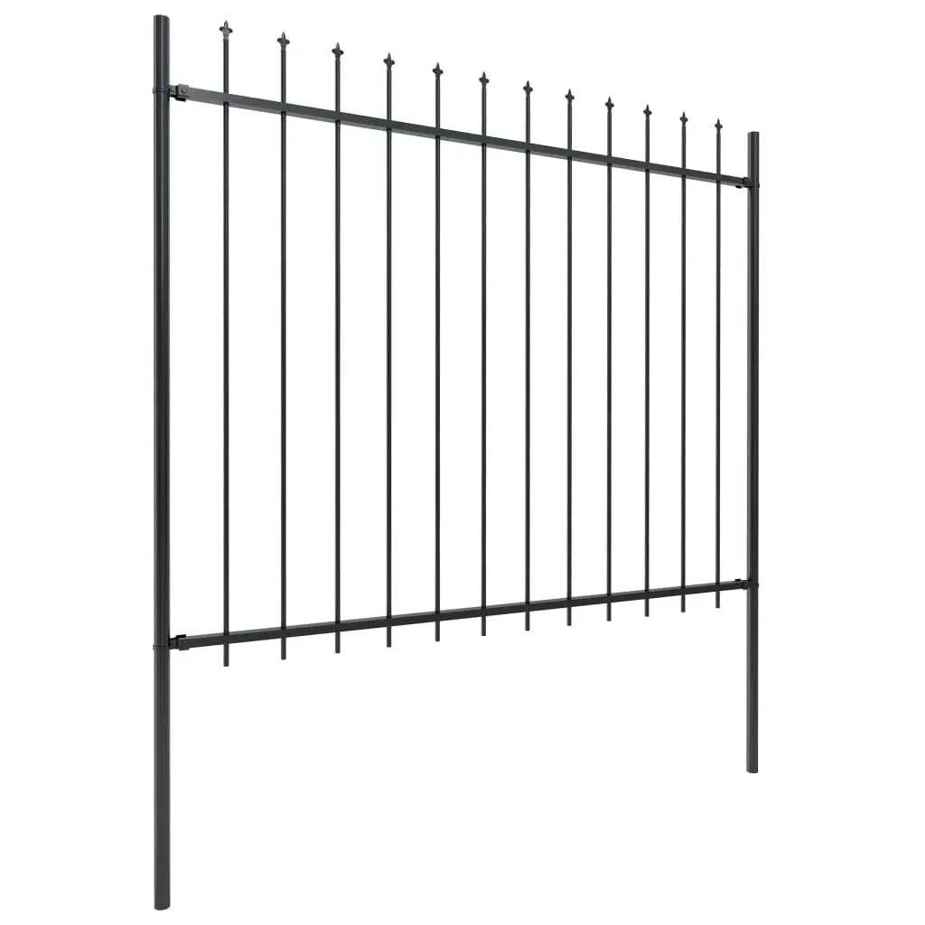 Garden Fence with Spear Top Steel 10.2 m Black 277634