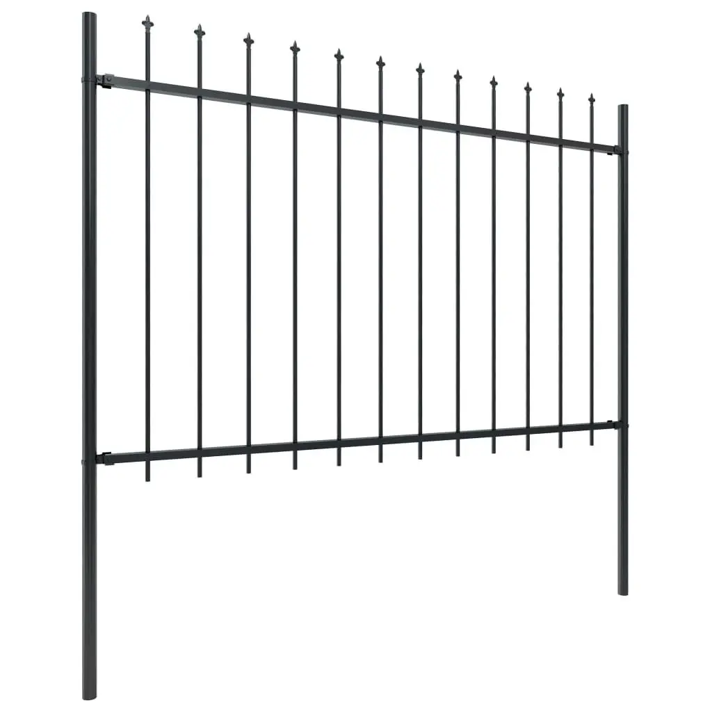 Garden Fence with Spear Top Steel 11.9 m Black 277626