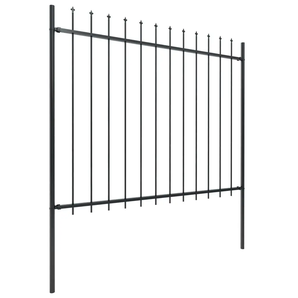 Garden Fence with Spear Top Steel 1.7x1.5 m Black 144927