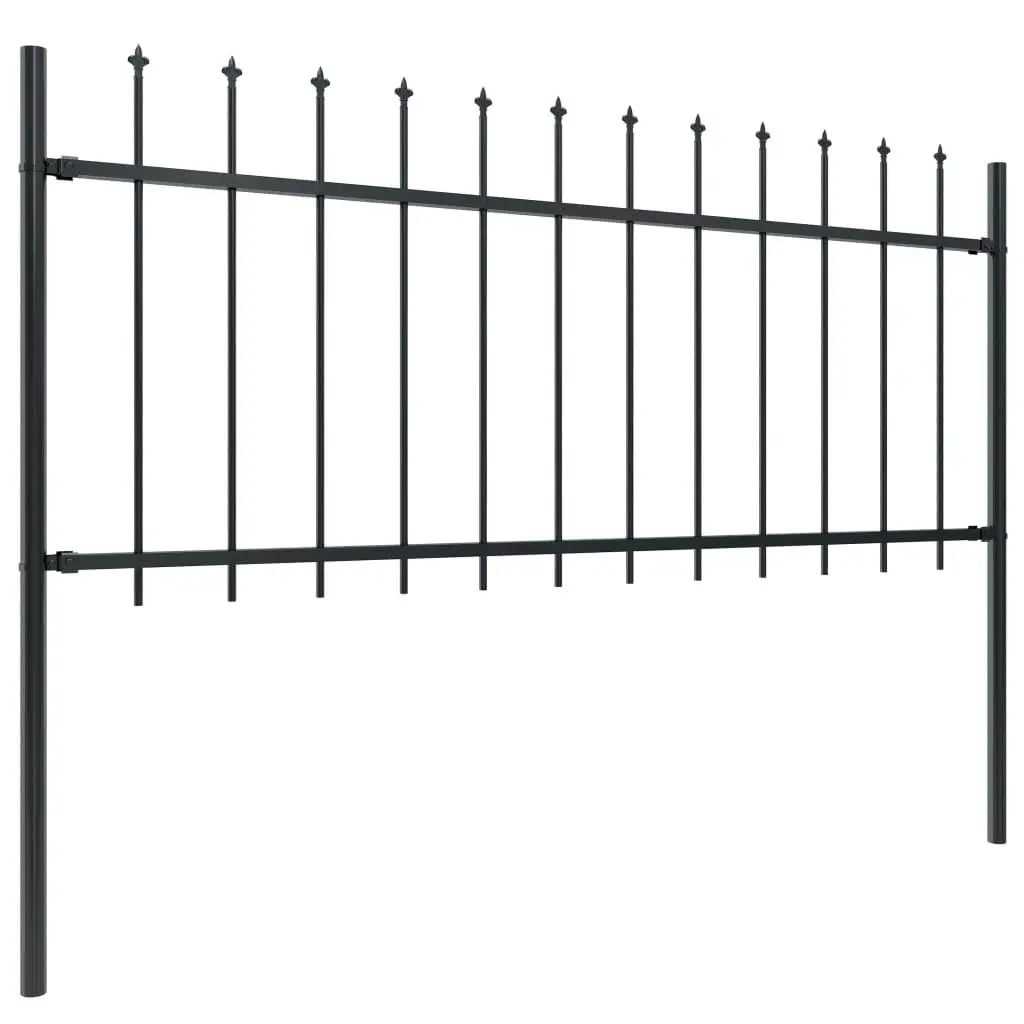 Garden Fence with Spear Top Steel 3.4 m Black 277603