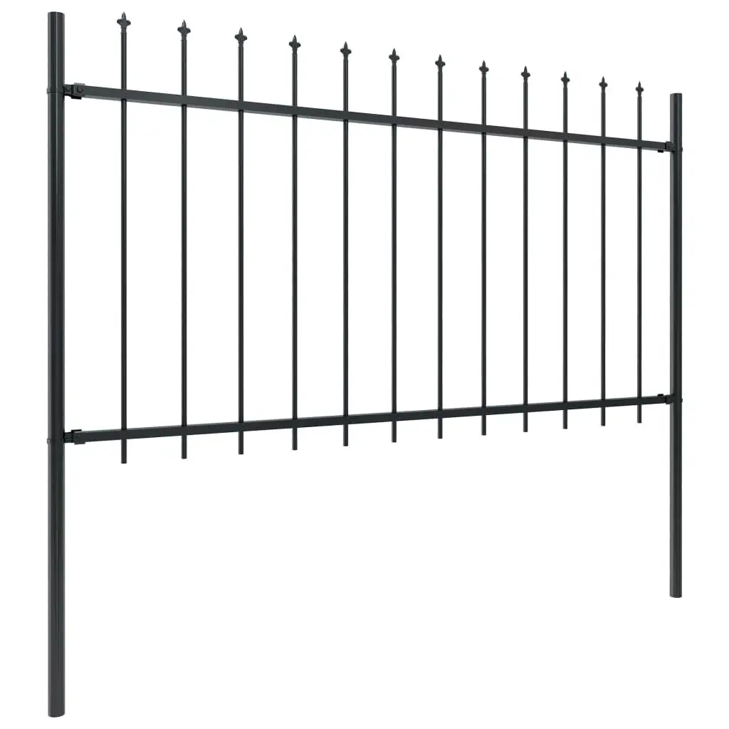 Garden Fence with Spear Top Steel 5.1 m Black 277613