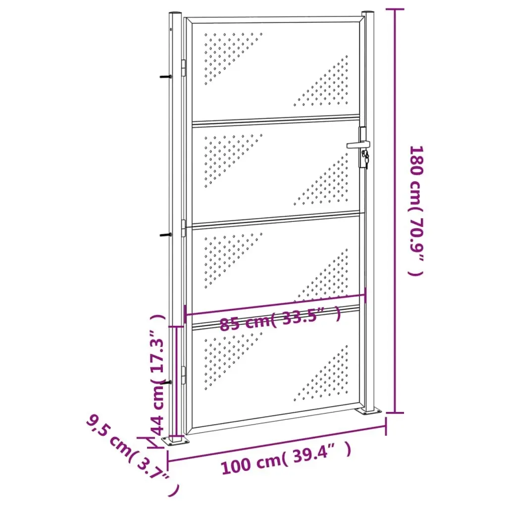 Garden Gate 100x180 cm Stainless Steel 376490