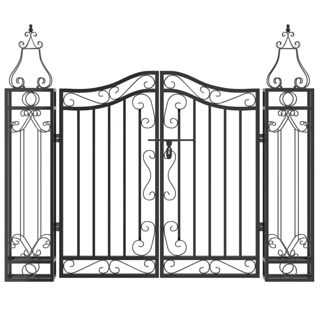 Garden Gate Black 121x8x100 cm Wrought Iron 363430