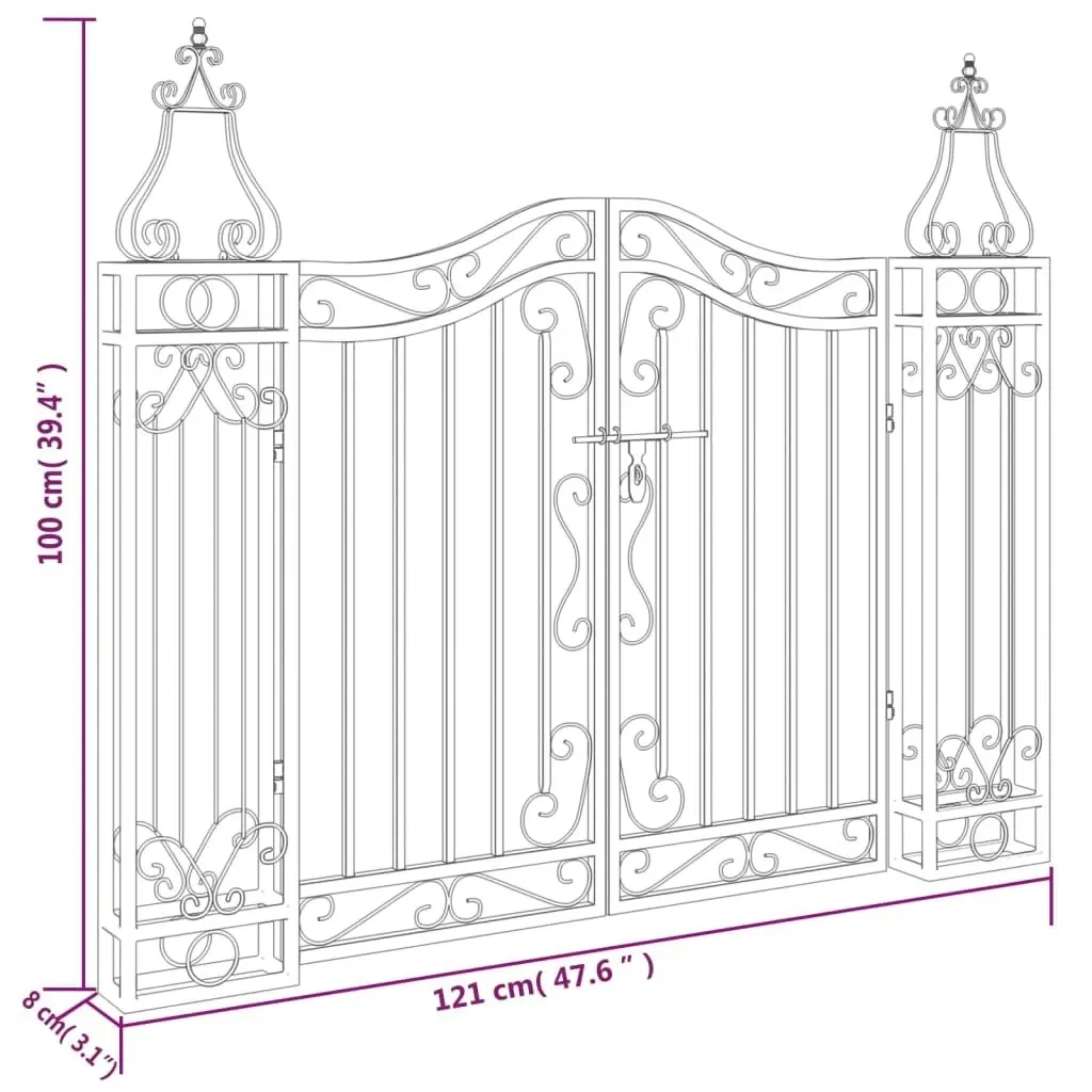 Garden Gate Black 121x8x100 cm Wrought Iron 363430