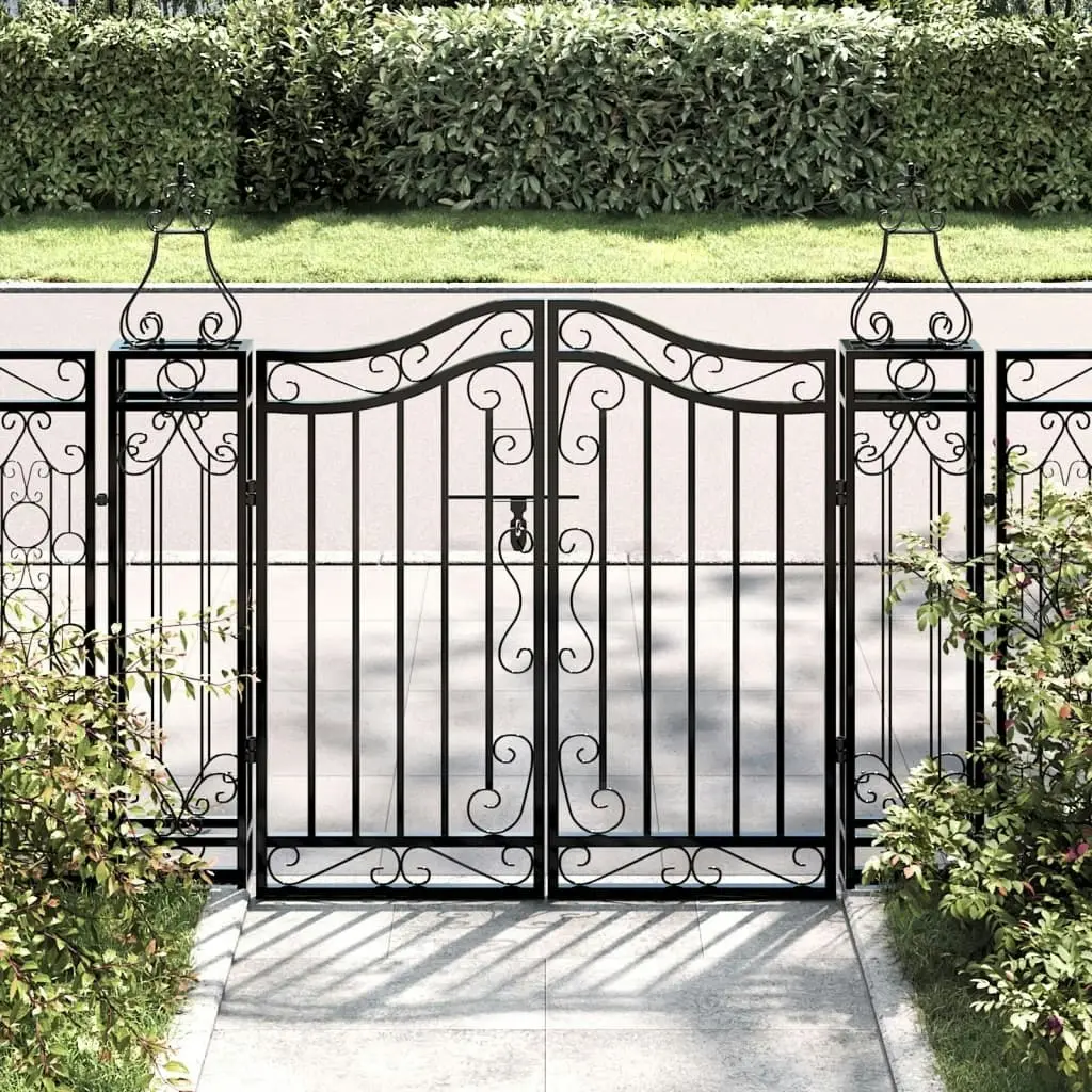 Garden Gate Black 121x8x100 cm Wrought Iron 363430