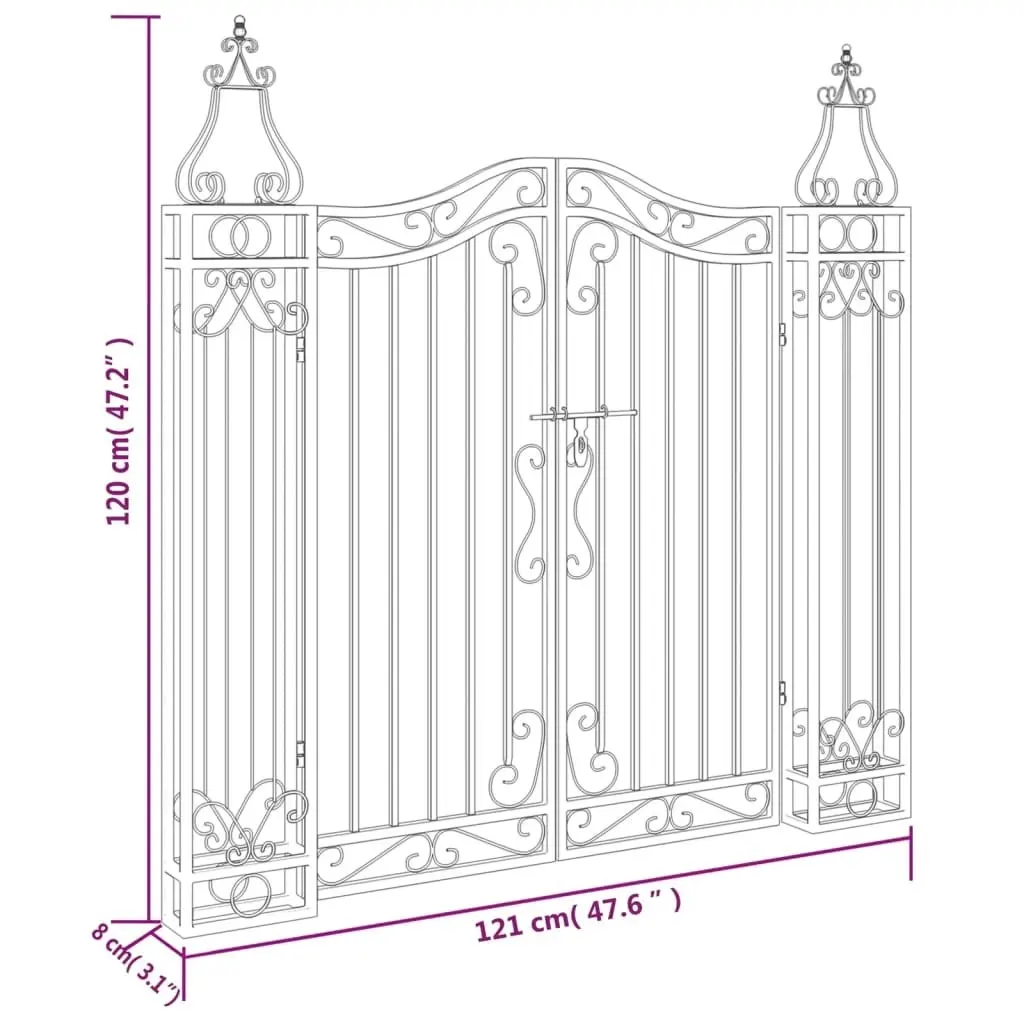 Garden Gate Black 121x8x120 cm Wrought Iron 363431