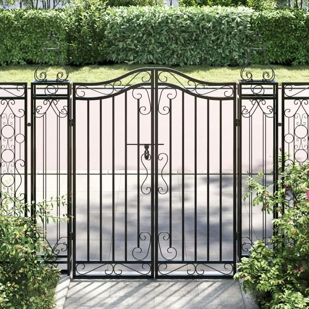 Garden Gate Black 121x8x120 cm Wrought Iron 363431