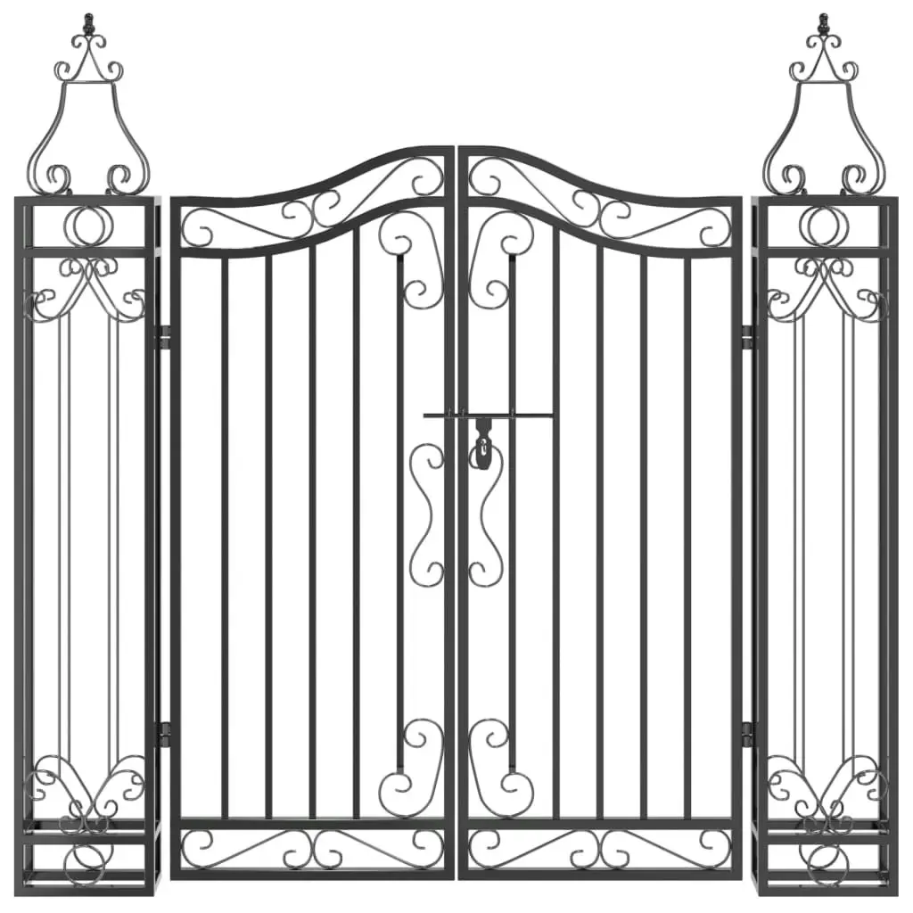 Garden Gate Black 121x8x120 cm Wrought Iron 363431