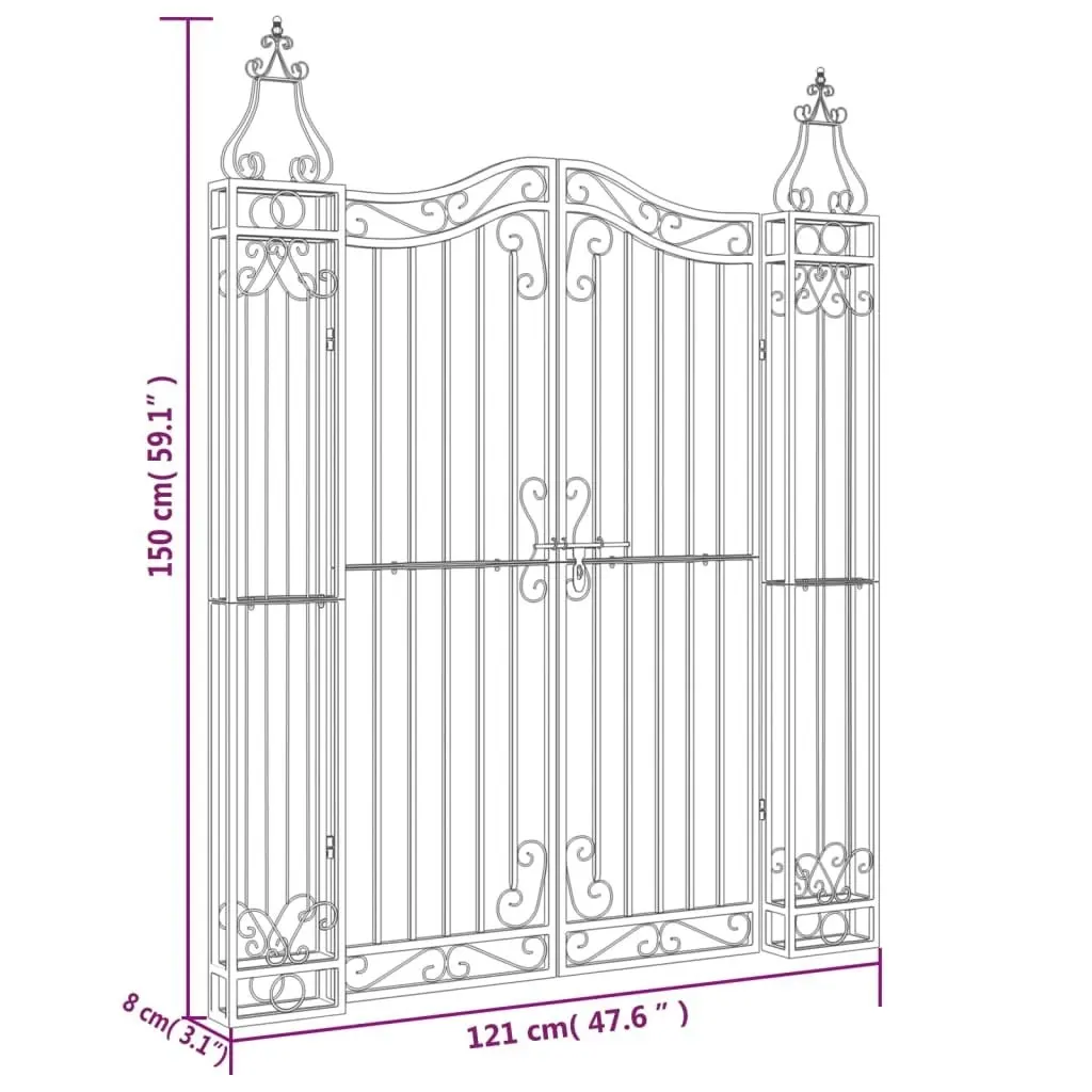 Garden Gate Black 121x8x150 cm Wrought Iron 363432