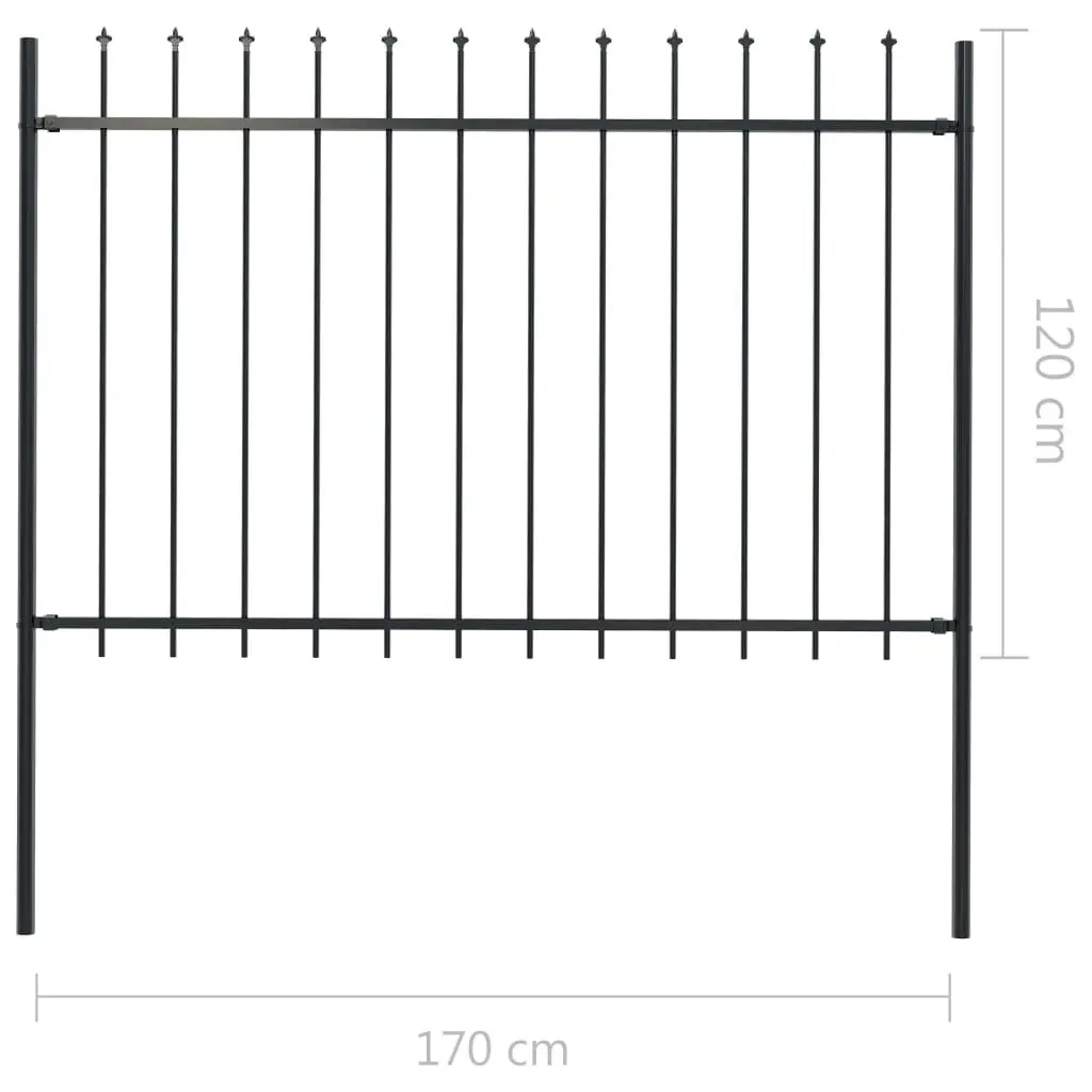 Garden Fence with Spear Top Steel 1.7x1.2 m Black 144926