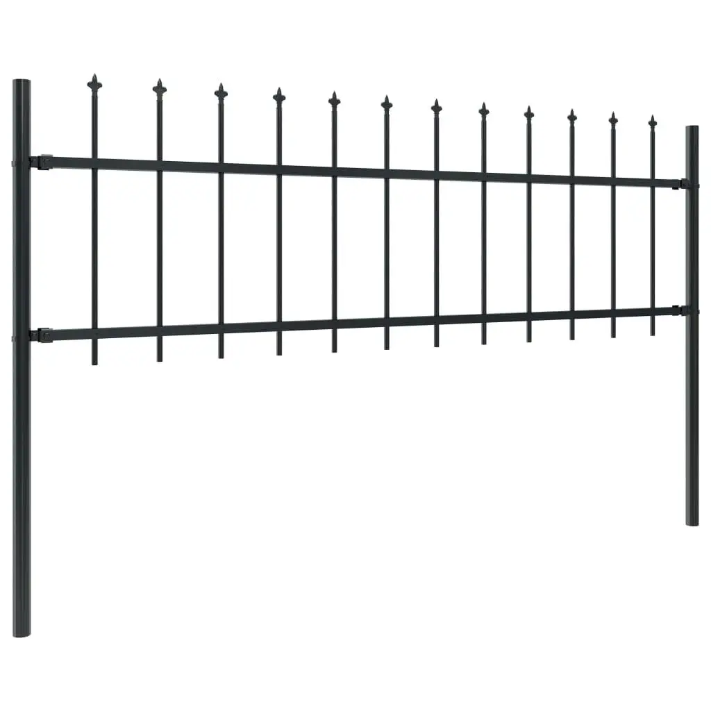 Garden Fence with Spear Top Steel 3.4 m Black 277594