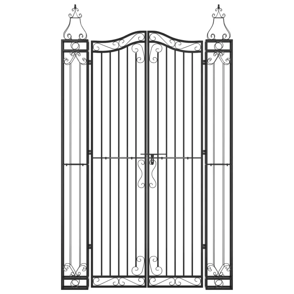 Garden Gate Black 121x8x200 cm Wrought Iron 363434