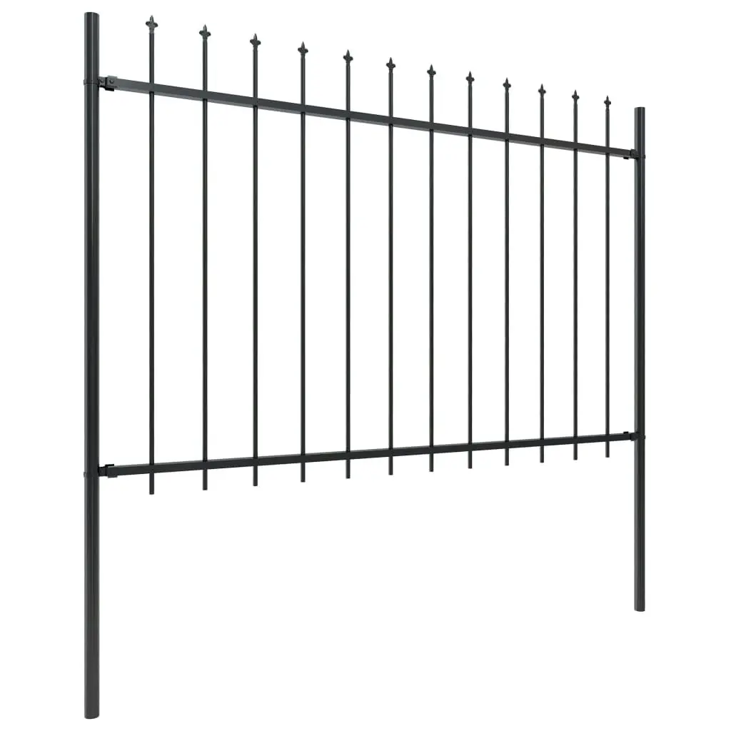 Garden Fence with Spear Top Steel 5.1 m Black 277622